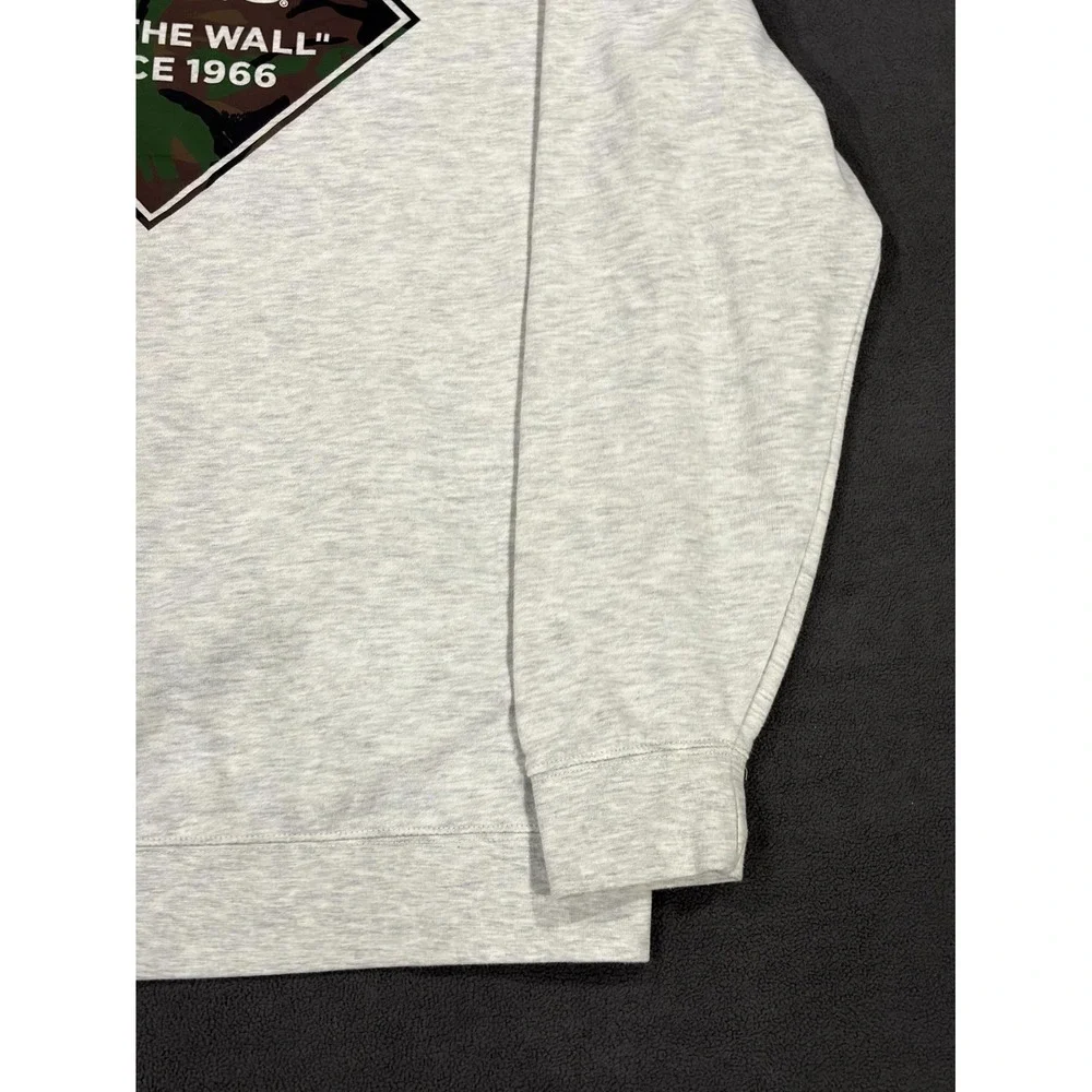 Vans of the Wall Hoodie Mens Large Heather Gray Logo Fleece Lined Cotton Winter
